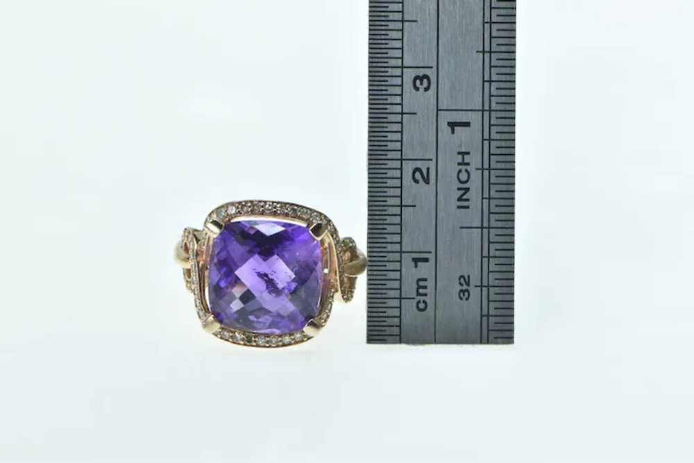 10K Cushion Amethyst Diamond Halo Twist Statement… - image 4