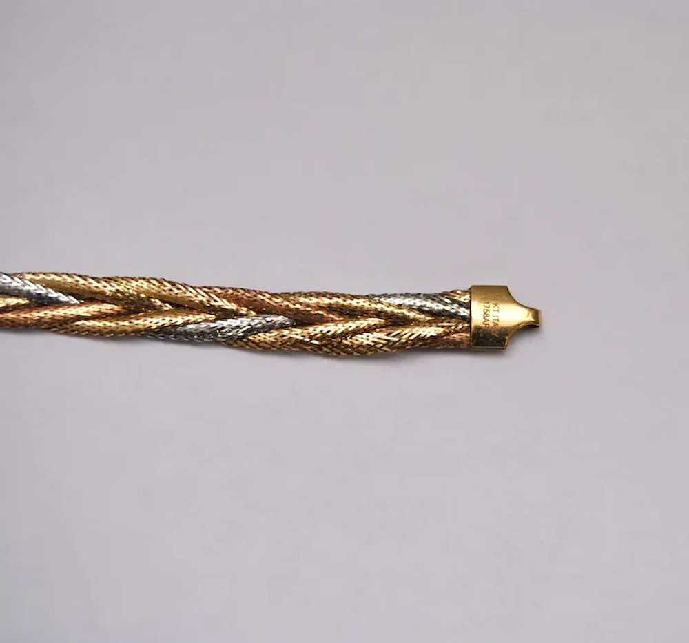 Three Color 14k Gold Bracelet Braided Rose Yellow… - image 7