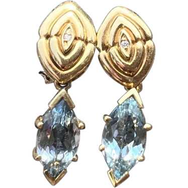 18K Yellow Gold H. Stern Aquamarine Dangle Earring