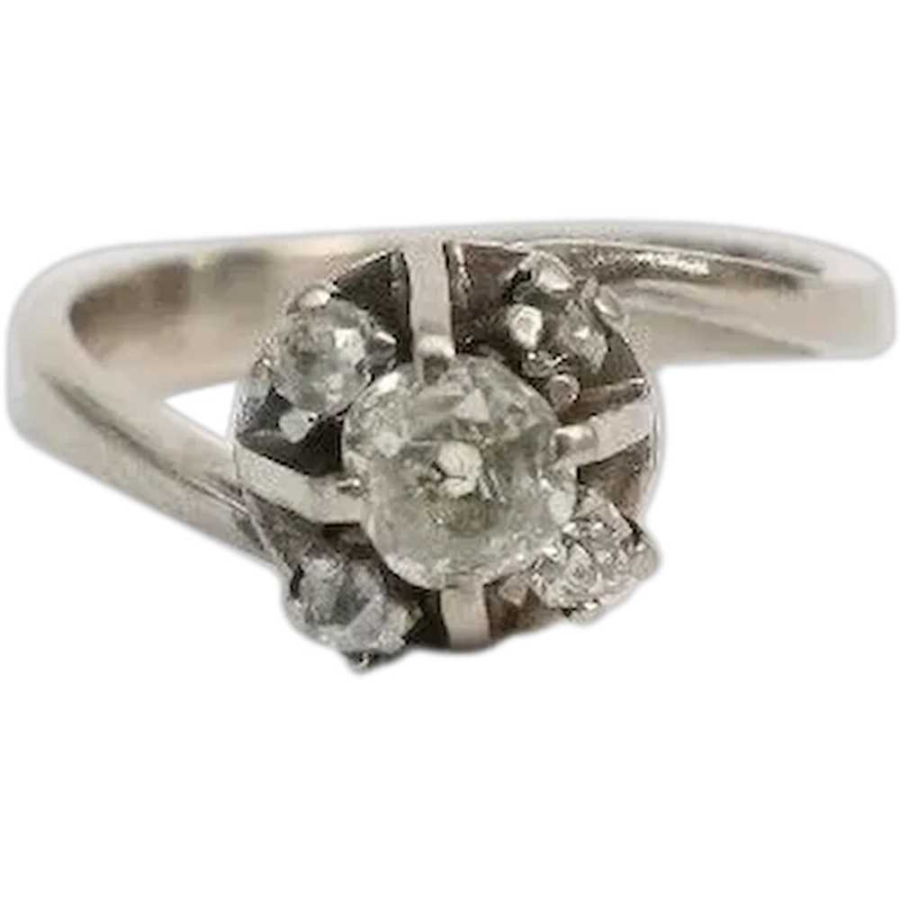 Vintage 18k White Gold Rose Cut Diamond Ring, Siz… - image 1