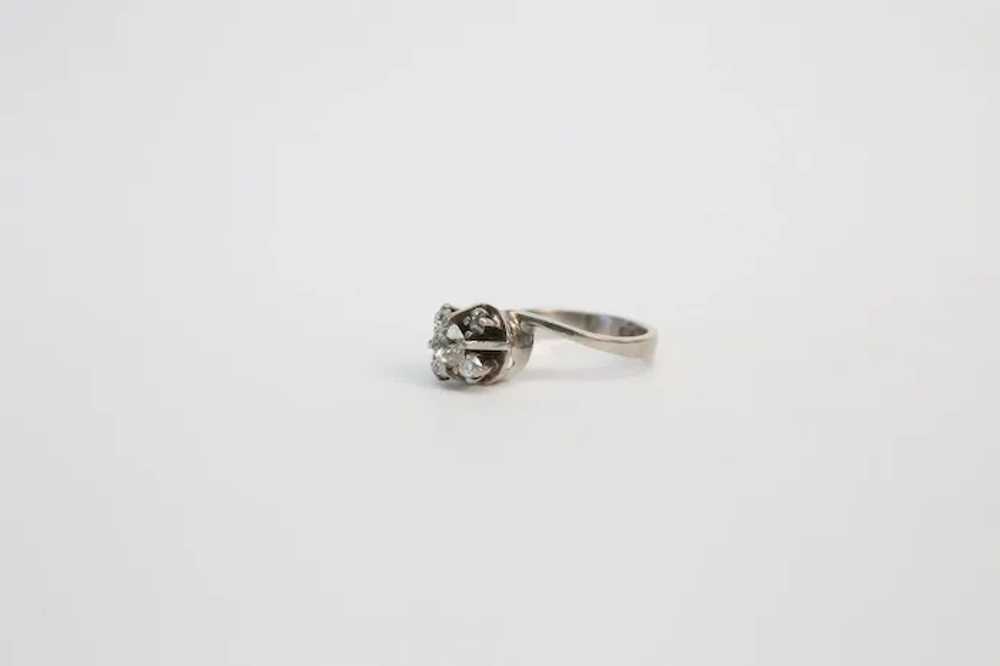 Vintage 18k White Gold Rose Cut Diamond Ring, Siz… - image 2