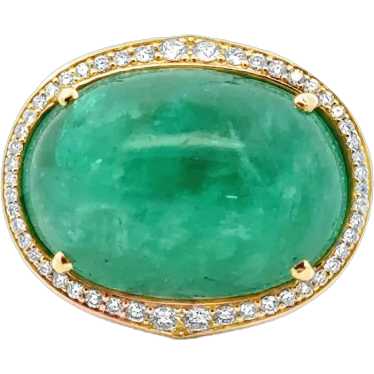 40-Carat Cabochon Emerald Diamond 18 Karat Yellow 