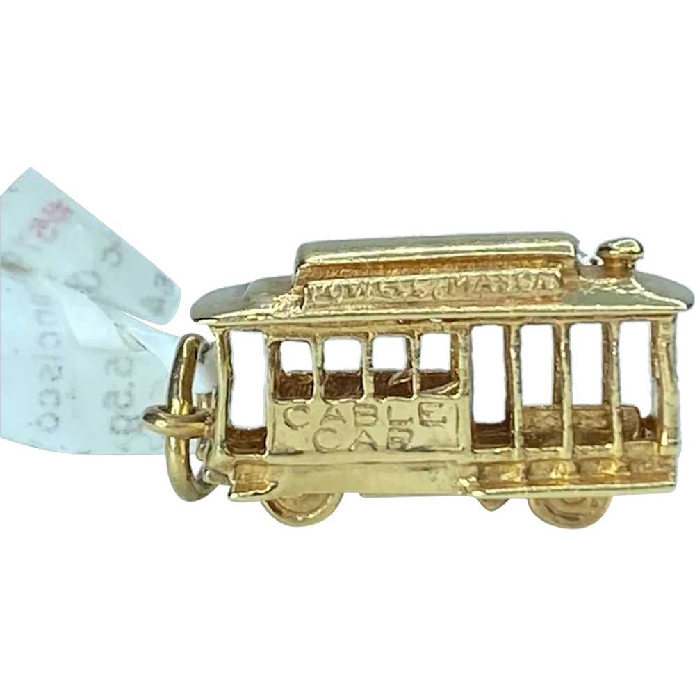 14K Gold mechanical San Francisco Cable Car Penda… - image 1