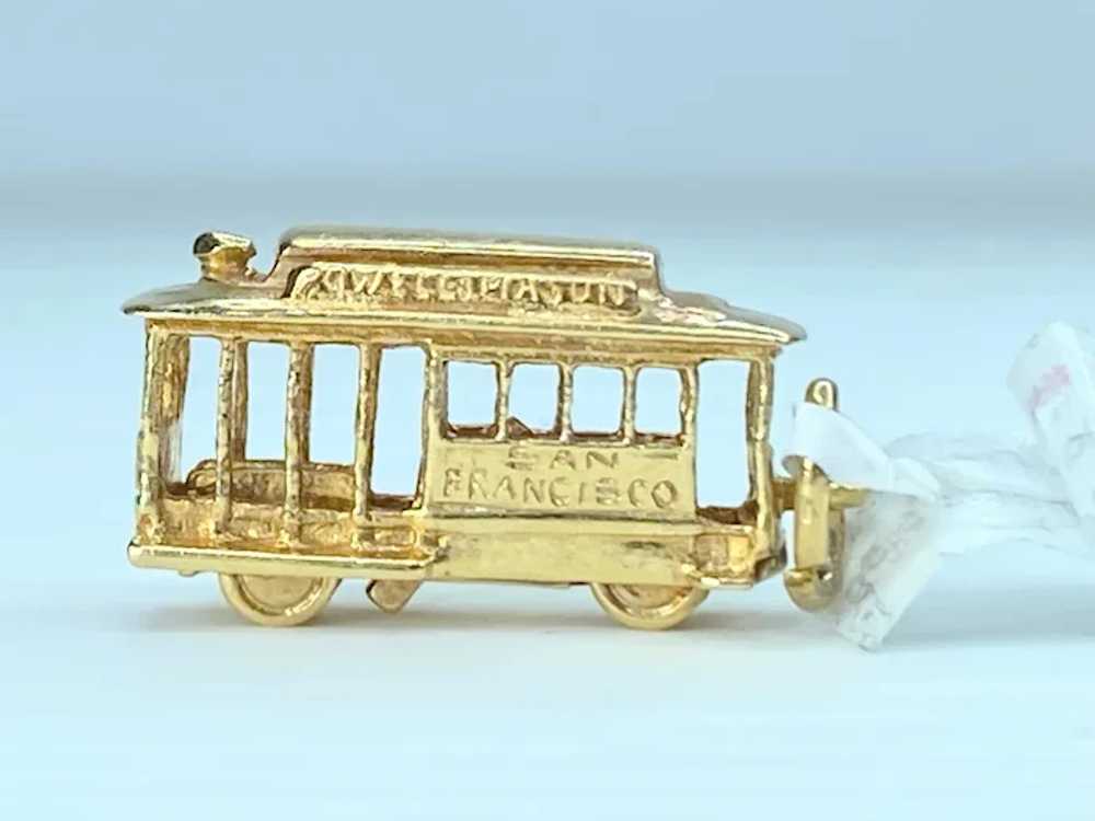 14K Gold mechanical San Francisco Cable Car Penda… - image 4