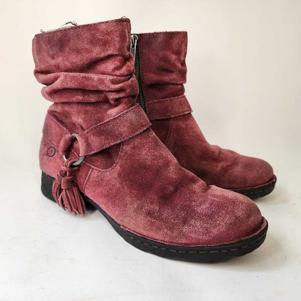 Born Cory Burgundy Distressed Suede Side Zip Ankl… - image 1