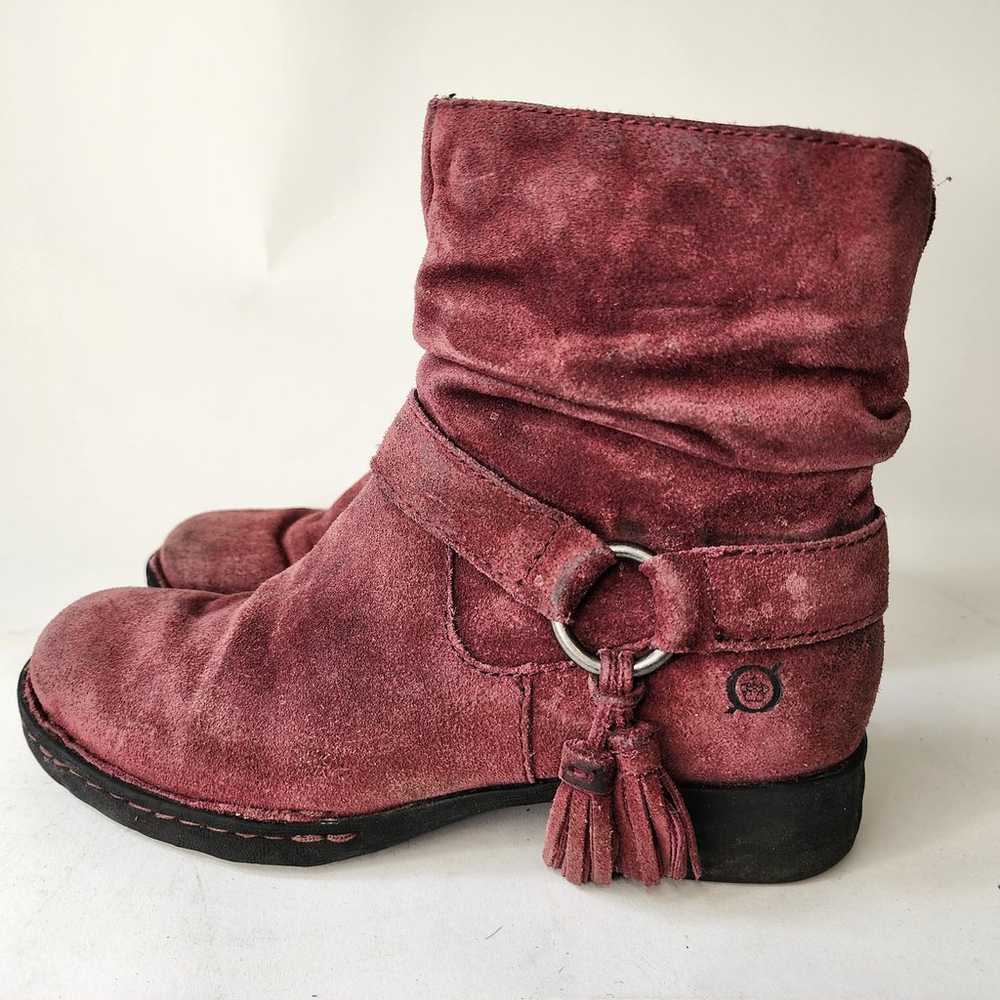 Born Cory Burgundy Distressed Suede Side Zip Ankl… - image 4