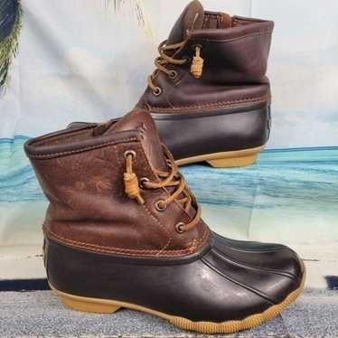 Sperry Saltwater Duck Rain Boots Brown STS91176 L… - image 1