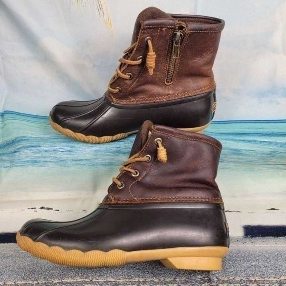 Sperry Saltwater Duck Rain Boots Brown STS91176 L… - image 4