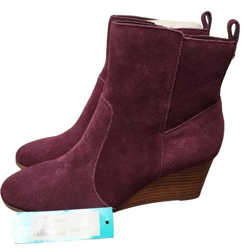 New Violet & Red Jay Heeled Burgundy Wedge Bootie… - image 4