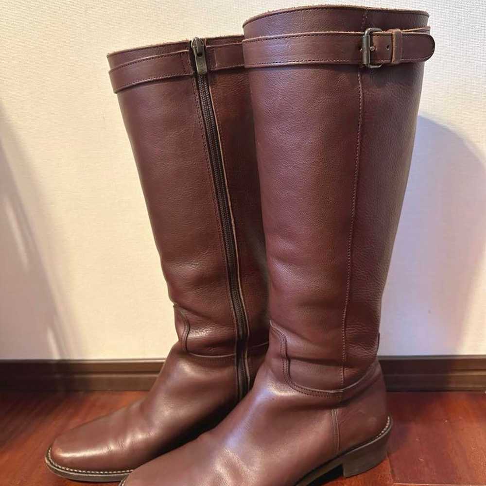 SAYA Saya Brown Leather Boots Size 23.5 with side… - image 1