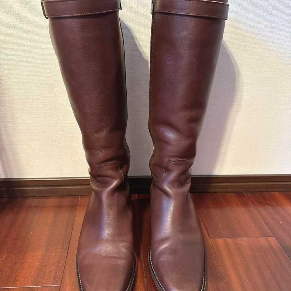 SAYA Saya Brown Leather Boots Size 23.5 with side… - image 2