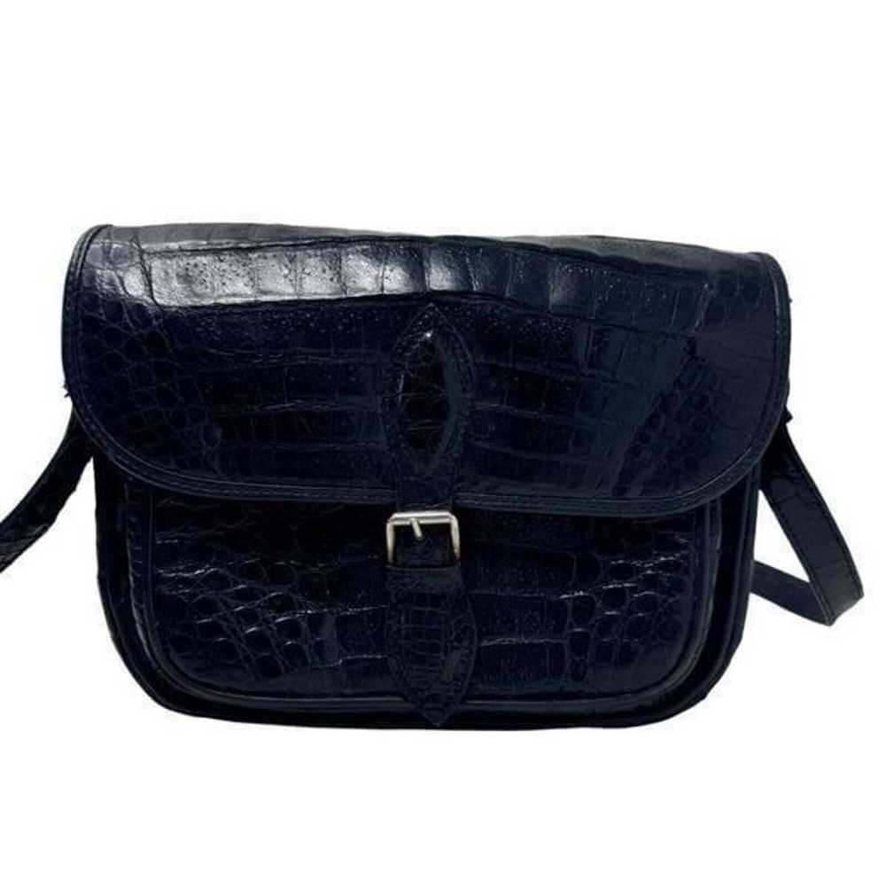 Donna Elissa Alligator leather messenger flap bag… - image 2