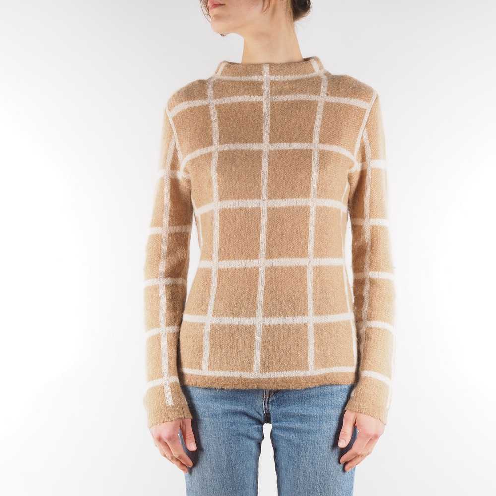 Purdey Purdey Women's Beige Plaid Mohair Knit Swe… - image 1