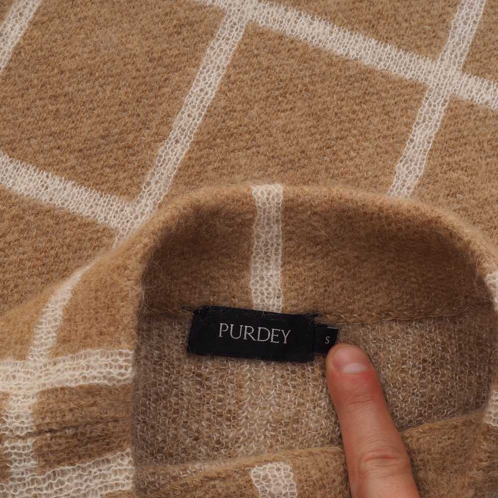 Purdey Purdey Women's Beige Plaid Mohair Knit Swe… - image 5