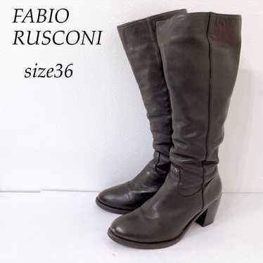 FABIO RUSCONI Long Boots Leather Thick Heel Fabio… - image 1