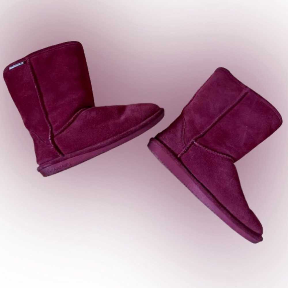 {bearpaw} Burgundy Red Suede Slip-on Short Boots … - image 3