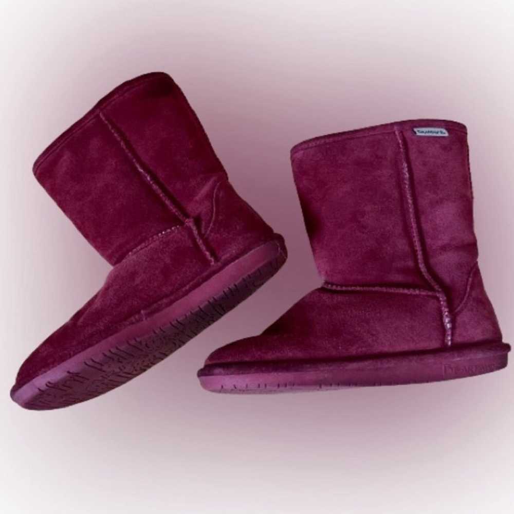 {bearpaw} Burgundy Red Suede Slip-on Short Boots … - image 4