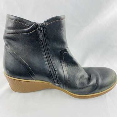 Ecco Black Wedge Heel Side Zip Ankle Bootie Boot … - image 1