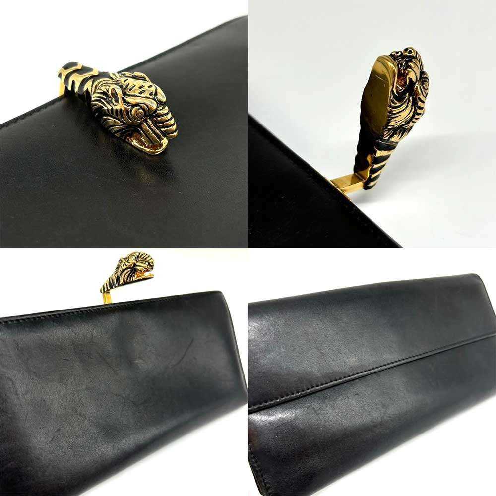 Gucci Gucci Gucci Leather Tiger Head Clip Long Wa… - image 4