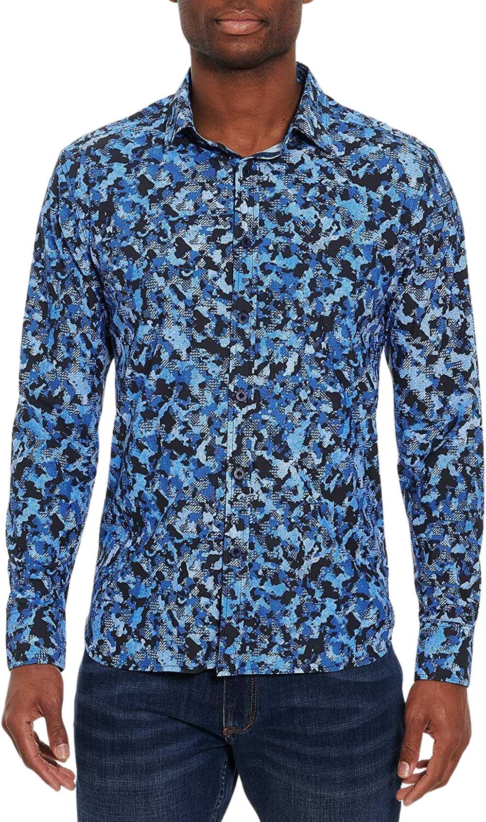 Robert Graham Blue Black Abstract Pattern - image 1