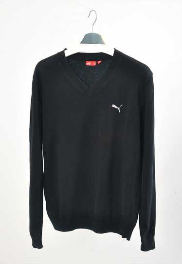 Vintage 00s PUMA V neck jumper in black - image 1