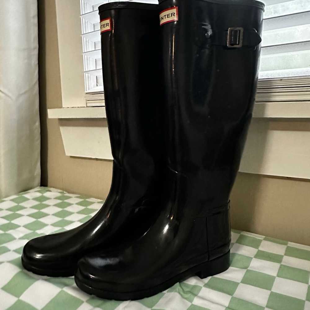 Hunter Tall Black Shiny Rain Boots - image 1