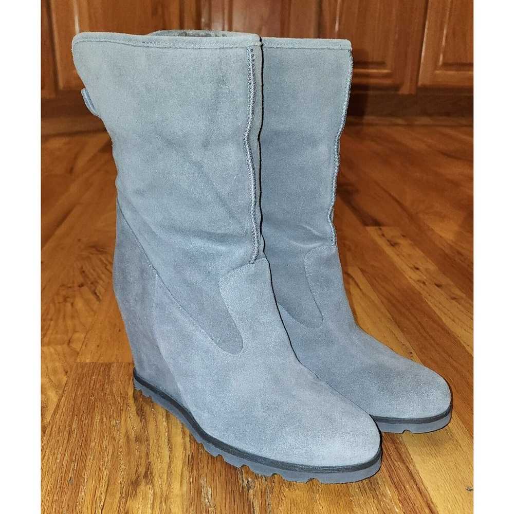 UGG Kyra Gray Wedge Boot Women Size 10 Fold Over … - image 2