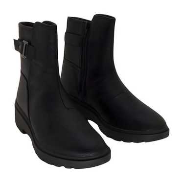 Clarks Black Calla Mid Leather Boots Womens Shoes,