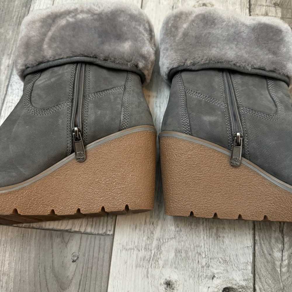 Timberland Paris Height Wedge Boots Gray Suede Sh… - image 8