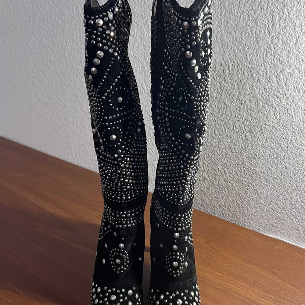 Olivia Miller Knee High Black Boots Studded Detai… - image 3