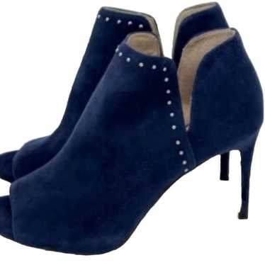 White House Black Market Blue Stud-Trim Suede Boo… - image 1