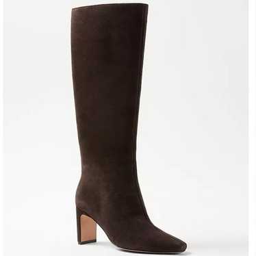 NEW Ann Taylor High Blade Heel Suede Boots in Char