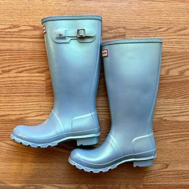 Hunter Pearl Baby Blue Tall Rain boots Women’s Si… - image 1