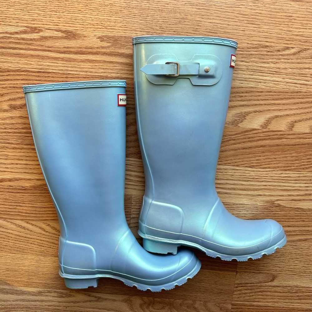 Hunter Pearl Baby Blue Tall Rain boots Women’s Si… - image 2