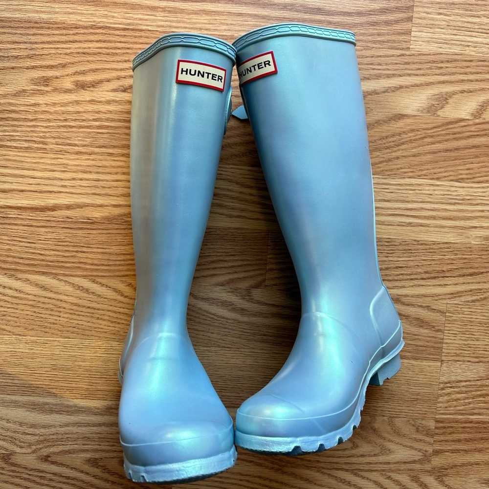 Hunter Pearl Baby Blue Tall Rain boots Women’s Si… - image 4