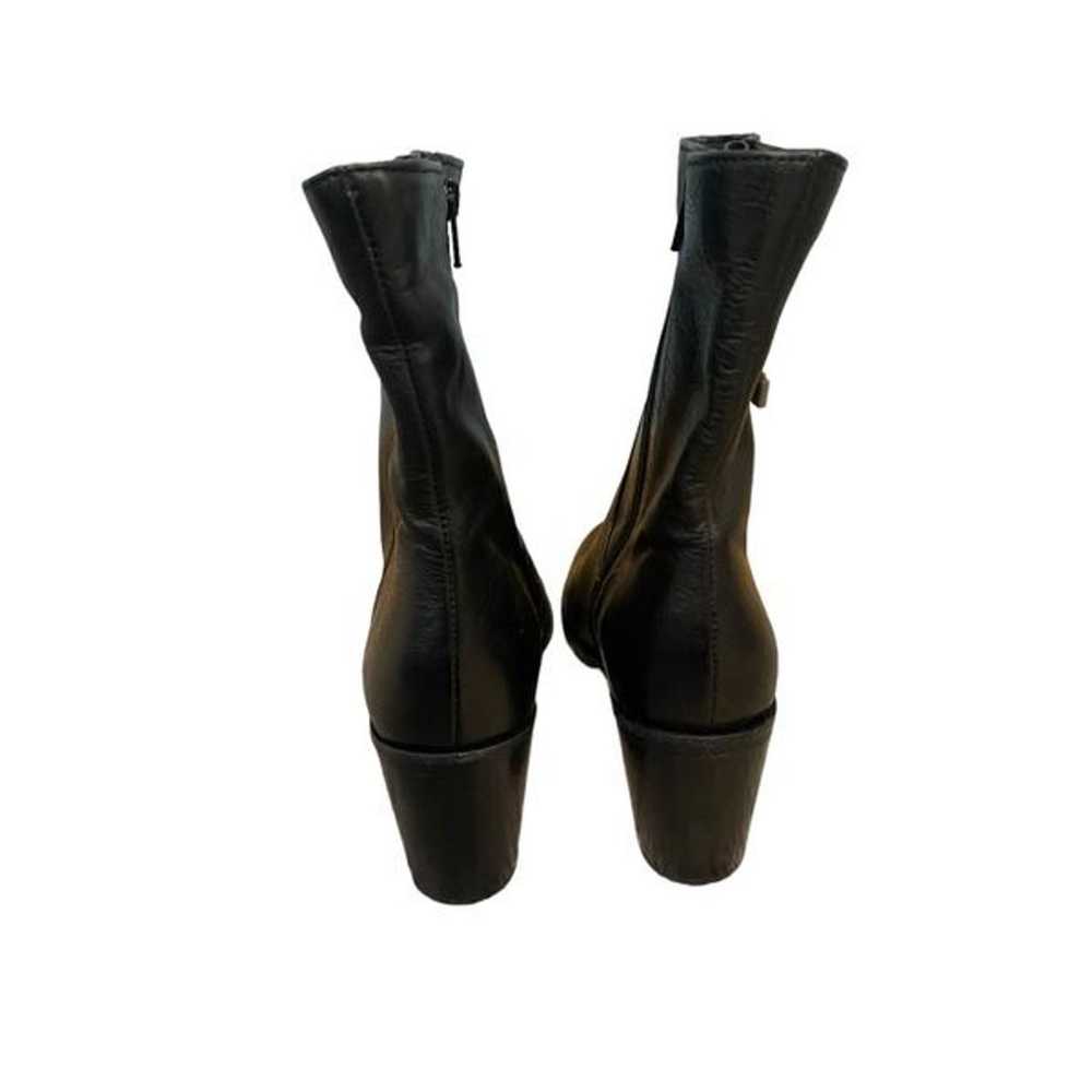 MANAS Urban Nero Black Leather Zipper Booties Siz… - image 3