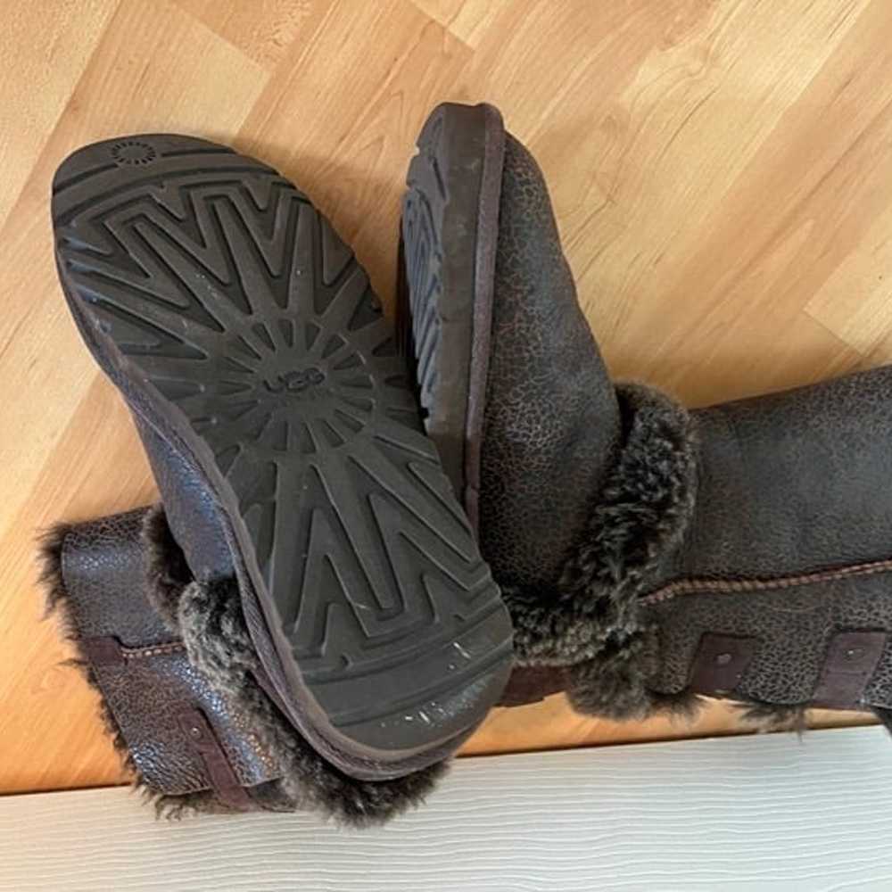 Ugg size 7 faux fur lined brown boots women - image 6