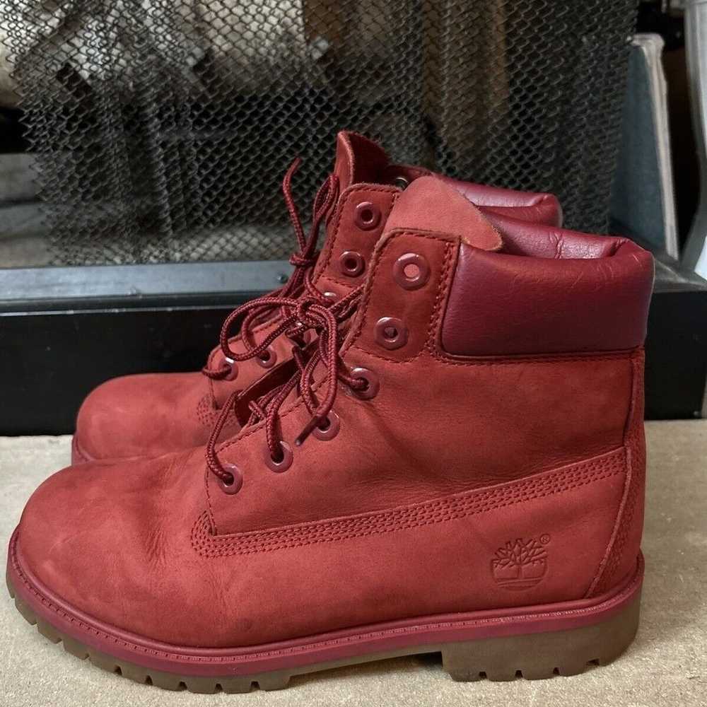 Timberlands Red Leather Lace Up Waterproof Boots … - image 1