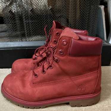 Timberlands Red Leather Lace Up Waterproof Boots … - image 1