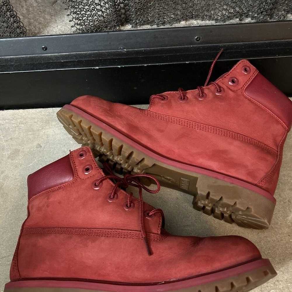 Timberlands Red Leather Lace Up Waterproof Boots … - image 3