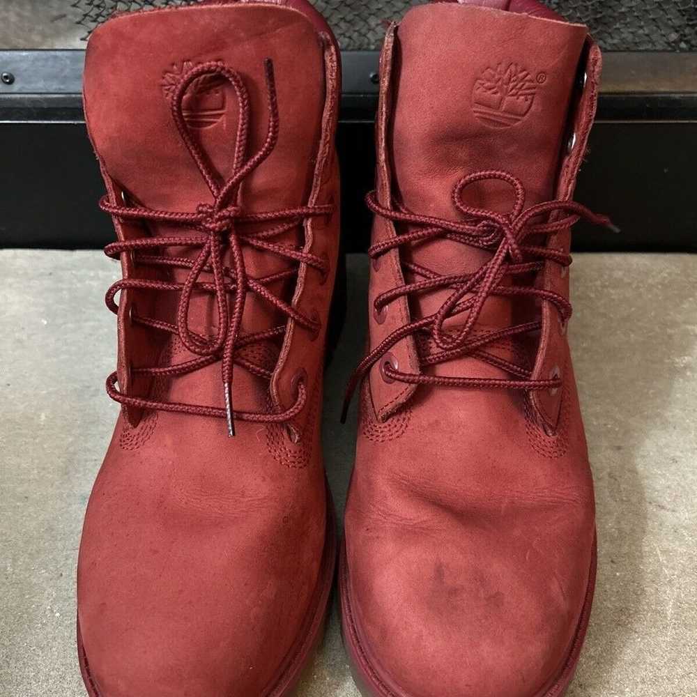 Timberlands Red Leather Lace Up Waterproof Boots … - image 4