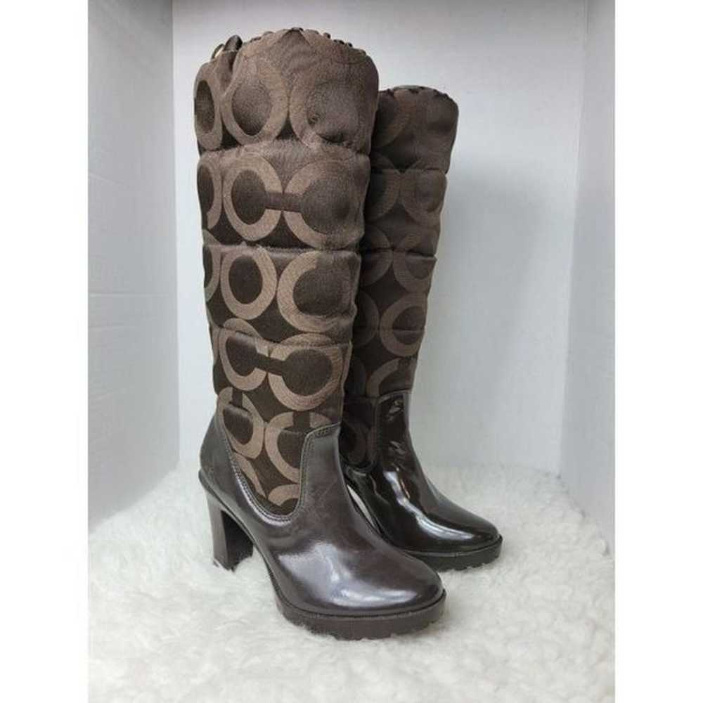 Coach Loryn Heel Womens Boots Size 6.5 Brown Quil… - image 1