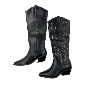 Just Fab - Casey Western Cowboy Boot in Black and… - image 1