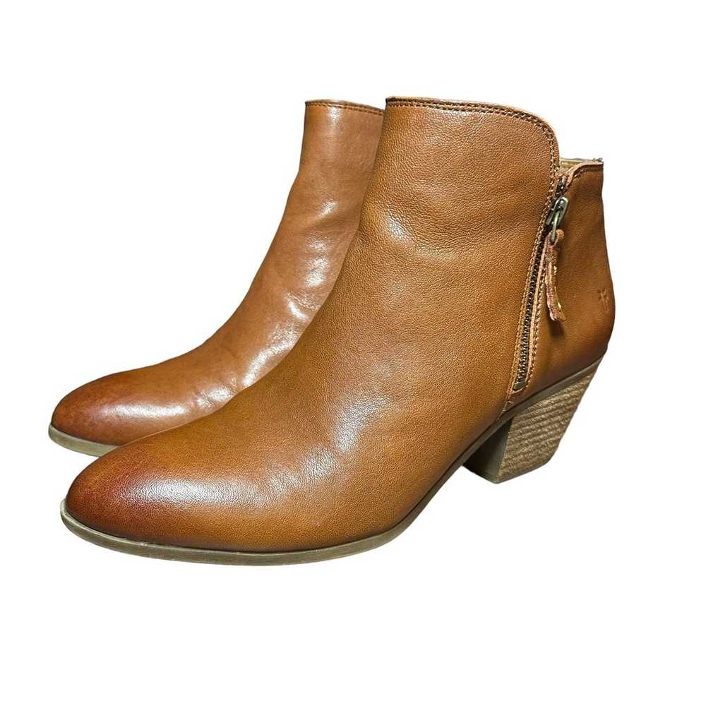 Frye brown cognac Judith leather booties zip ankl… - image 2