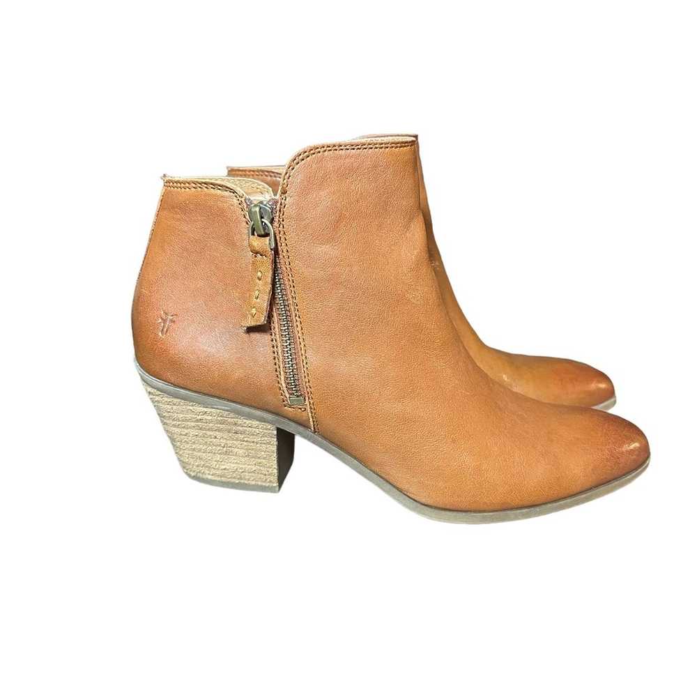 Frye brown cognac Judith leather booties zip ankl… - image 3