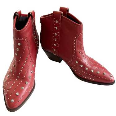 Sam Edelman Brian Boots Booties Red Studded Cowboy