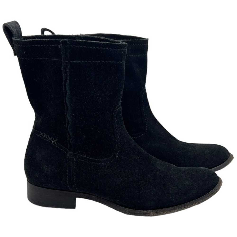 Frye Cara Black Suede Slouch Ankle Booties Women’… - image 1