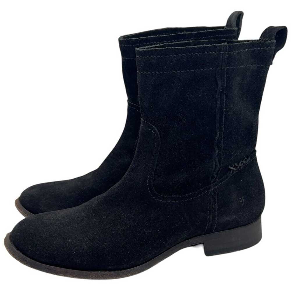 Frye Cara Black Suede Slouch Ankle Booties Women’… - image 4