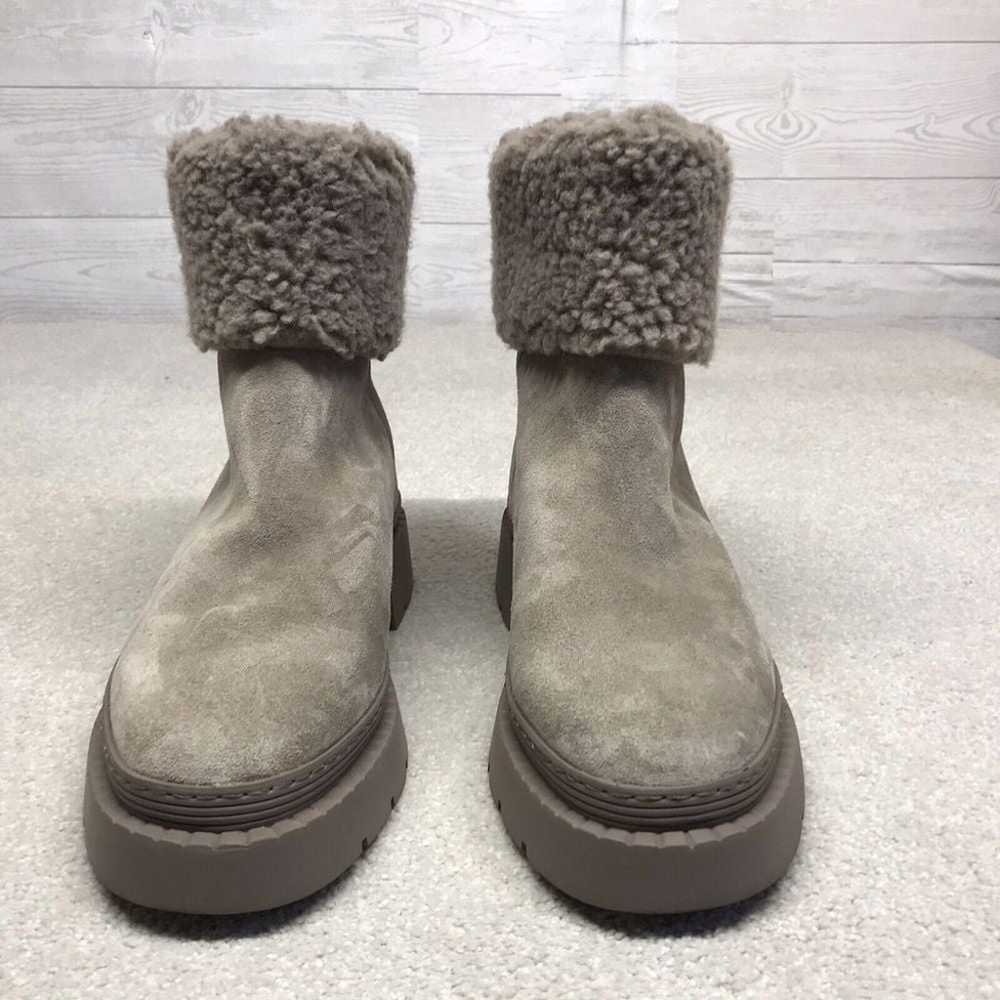 Marc Fisher Size 9.5 Milvina Gray Suede Faux Fur … - image 2