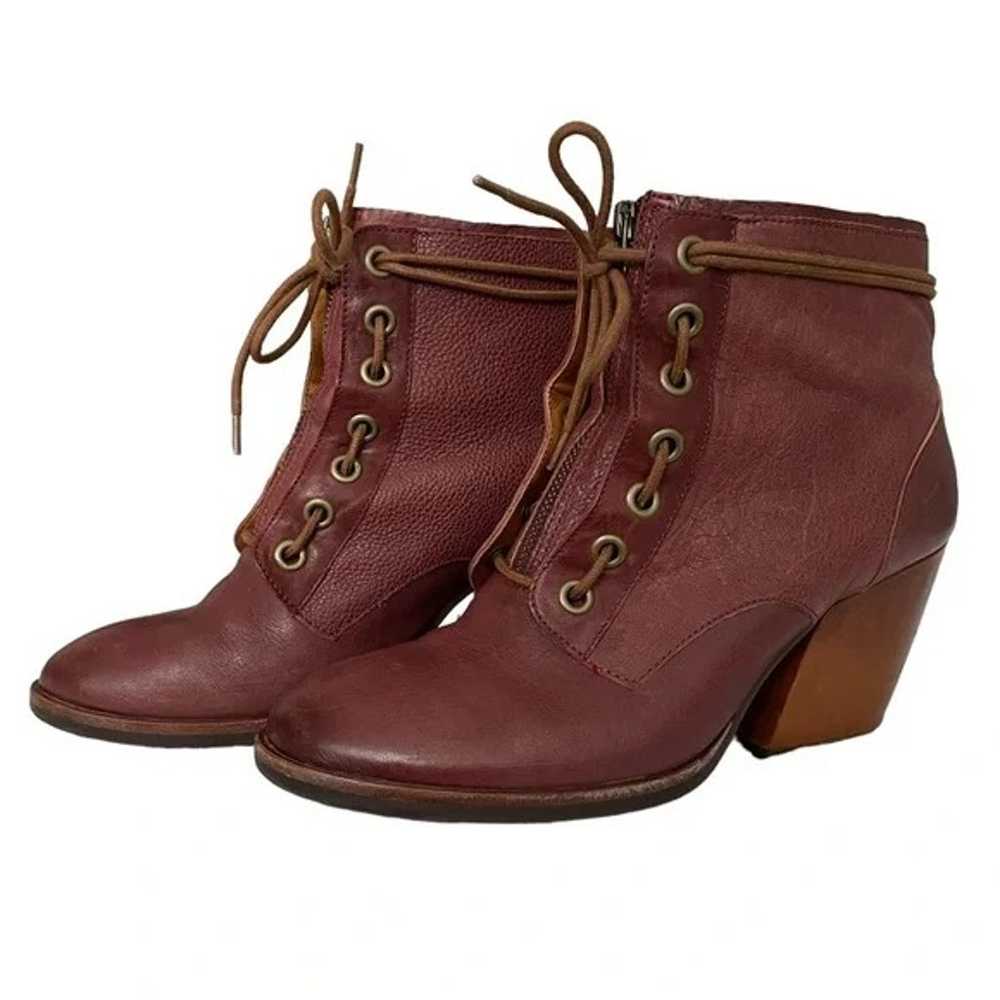 KORK EASE Kalpana Red Brown Leather Lace Up Zip F… - image 2